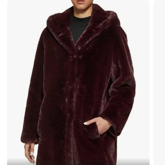 DKNY Hooded Faux Fur Coat NWT. HOST PICK!! - Picture 14 of 14